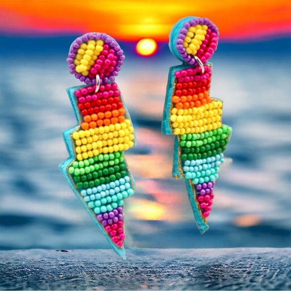 Fourty Dreams Boutique Jewelry - New beaded rainbow lightning earrings